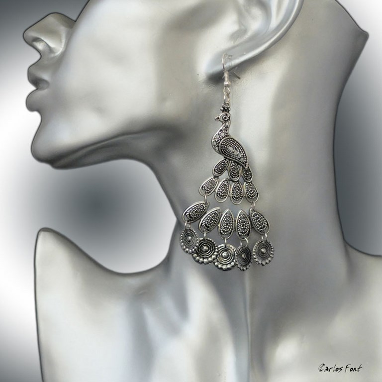 Boucles d'oreilles pendantes Paon 